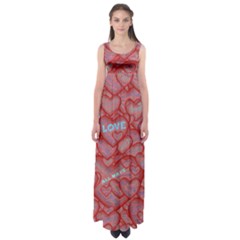 Love Hearts Valentine Red Symbol Empire Waist Maxi Dress by Paksenen