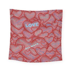 Love Hearts Valentine Red Symbol Square Tapestry (small) by Paksenen