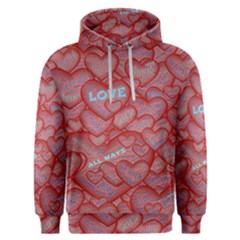 Love Hearts Valentine Red Symbol Men s Overhead Hoodie by Paksenen