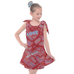 Love Hearts Valentine Red Symbol Kids  Tie Up Tunic Dress by Paksenen