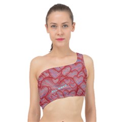 Love Hearts Valentine Red Symbol Spliced Up Bikini Top  by Paksenen