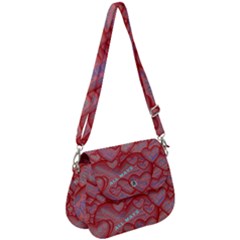 Love Hearts Valentine Red Symbol Saddle Handbag by Paksenen