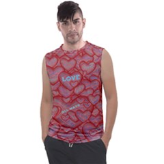 Love Hearts Valentine Red Symbol Men s Regular Tank Top by Paksenen