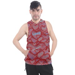 Love Hearts Valentine Red Symbol Men s Sleeveless Hoodie by Paksenen