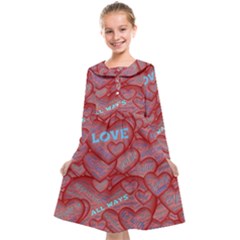 Love Hearts Valentine Red Symbol Kids  Midi Sailor Dress by Paksenen