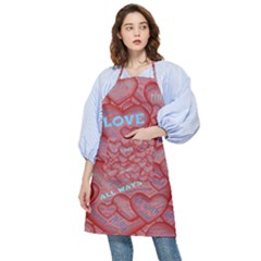 Love Hearts Valentine Red Symbol Pocket Apron by Paksenen