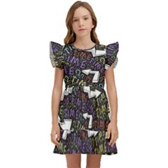 Time Nonlinear Curved Undirected Kids  Winged Sleeve Dress by Paksenen