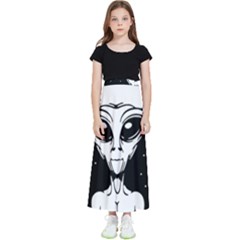 Alien Ufo Kids  Flared Maxi Skirt by Bedest