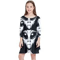 Alien Ufo Kids  Quarter Sleeve Skater Dress by Bedest