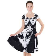 Alien Ufo Cap Sleeve Midi Dress by Bedest