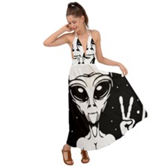 Alien Ufo Backless Maxi Beach Dress