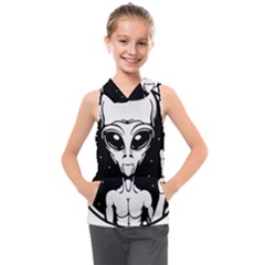 Alien Ufo Kids  Sleeveless Hoodie by Bedest