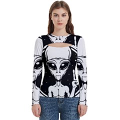 Alien Ufo Women s Cut Out Long Sleeve T-shirt