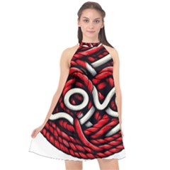 Love Rope Cartoon Halter Neckline Chiffon Dress  by Bedest