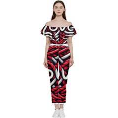 Love Rope Cartoon Bardot Ruffle Jumpsuit by Bedest