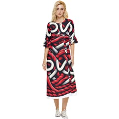 Love Rope Cartoon Double Cuff Midi Dress by Bedest