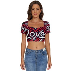 Love Rope Cartoon Short Sleeve Square Neckline Crop Top  by Bedest