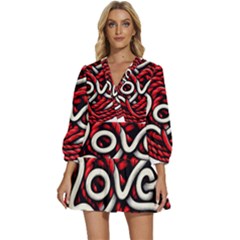 Love Rope Cartoon V-neck Placket Mini Dress by Bedest