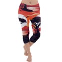 Tree Lake Bird Lightweight Velour Capri Yoga Leggings View1