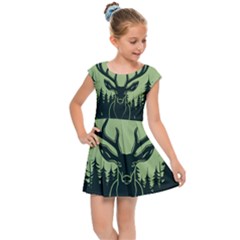 Deer Forest Nature Kids  Cap Sleeve Dress by Bedest