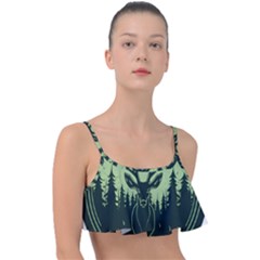 Deer Forest Nature Frill Bikini Top