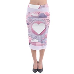 Heart Love Minimalist Design Midi Pencil Skirt by Bedest