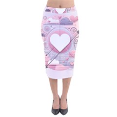 Heart Love Minimalist Design Velvet Midi Pencil Skirt by Bedest