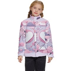 Heart Love Minimalist Design Kids  Puffer Bubble Jacket Coat