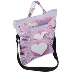 Heart Love Minimalist Design Fold Over Handle Tote Bag by Bedest