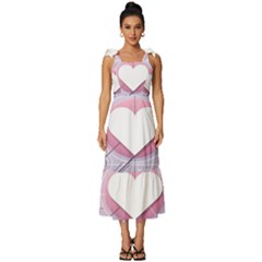 Heart Love Minimalist Design Tie-strap Tiered Midi Chiffon Dress