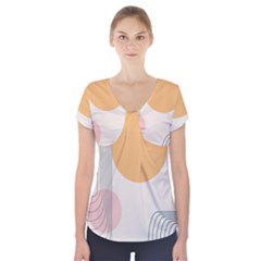 Lines Boho Poster Contemporary Short Sleeve Front Detail Top by Bedest