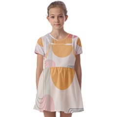 Lines Boho Poster Contemporary Kids  Short Sleeve Pinafore Style Dress by Bedest