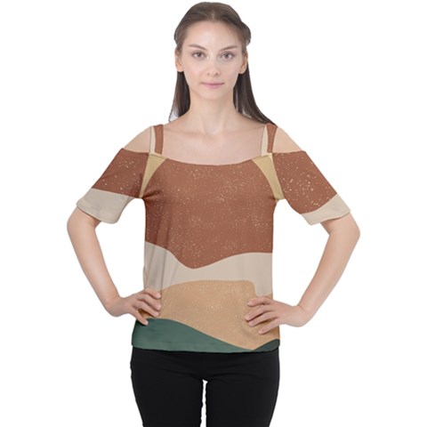 Sunrise Sunset Desert Wall Art Cutout Shoulder T-shirt by Bedest