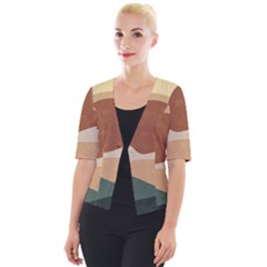 Sunrise Sunset Desert Wall Art Cropped Button Cardigan by Bedest