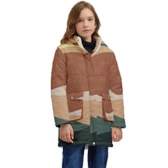 Sunrise Sunset Desert Wall Art Kids  Hooded Longline Puffer Jacket by Bedest