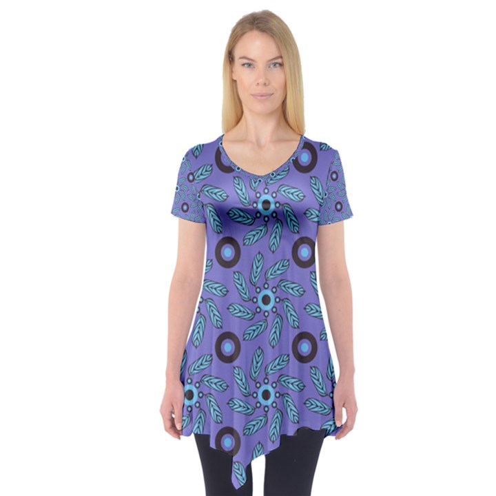 Floral Seamless Pattern Short Sleeve Tunic 