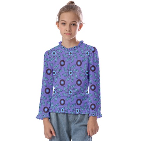 Floral Seamless Pattern Kids  Frill Detail T-shirt by Ket1n9