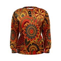 Bright Seamless Pattern With Paisley Mehndi Elements Hand Drawn Wallpaper With Floral Traditional In Women s Sweatshirt by Ket1n9