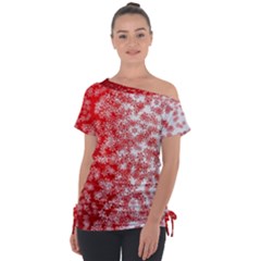 Christmas New Year Snowflake Deer Off Shoulder Tie-up T-shirt