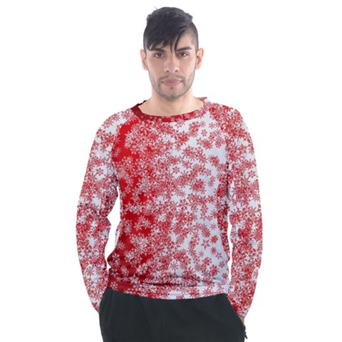 Christmas New Year Snowflake Deer Men s Long Sleeve Raglan T-shirt by Ndabl3x