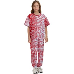 Christmas New Year Snowflake Deer Kids  T-shirt And Pants Sports Set