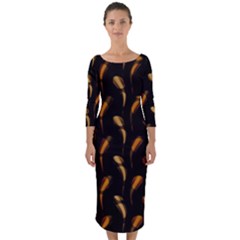 Abstract Art Pattern Warm Colors Quarter Sleeve Midi Bodycon Dress by Ndabl3x