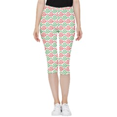 Spiral Geometry Pattern Inside Out Lightweight Velour Capri Leggings 