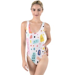 Abstract Seamless Colorful Pattern High Leg Strappy Swimsuit by Ndabl3x