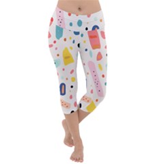 Abstract Seamless Colorful Pattern Lightweight Velour Capri Yoga Leggings by Ndabl3x