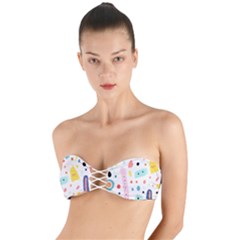 Abstract Seamless Colorful Pattern Twist Bandeau Bikini Top by Ndabl3x