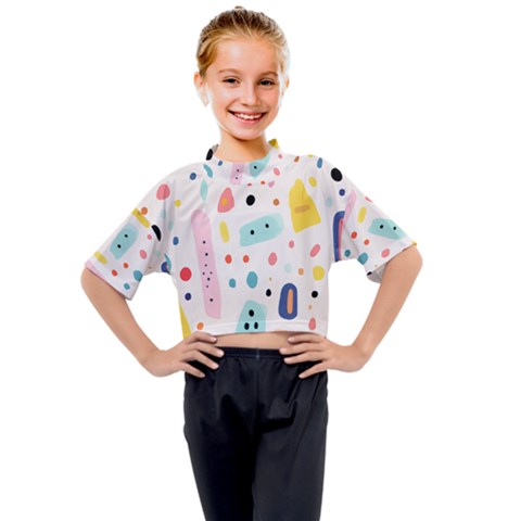 Abstract Seamless Colorful Pattern Kids Mock Neck T-shirt by Ndabl3x