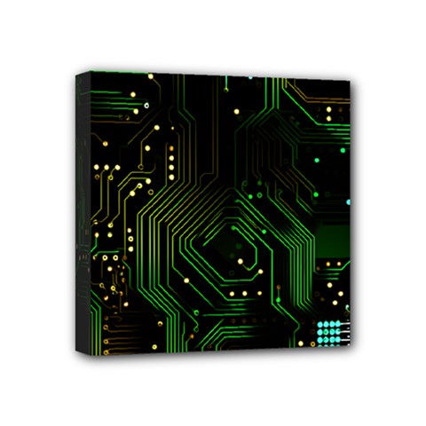 Circuits Circuit Board Green Technology Mini Canvas 4  X 4  (stretched) by Ndabl3x