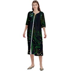 Circuits Circuit Board Green Technology Women s Cotton 3/4 Sleeve Night Gown by Ndabl3x