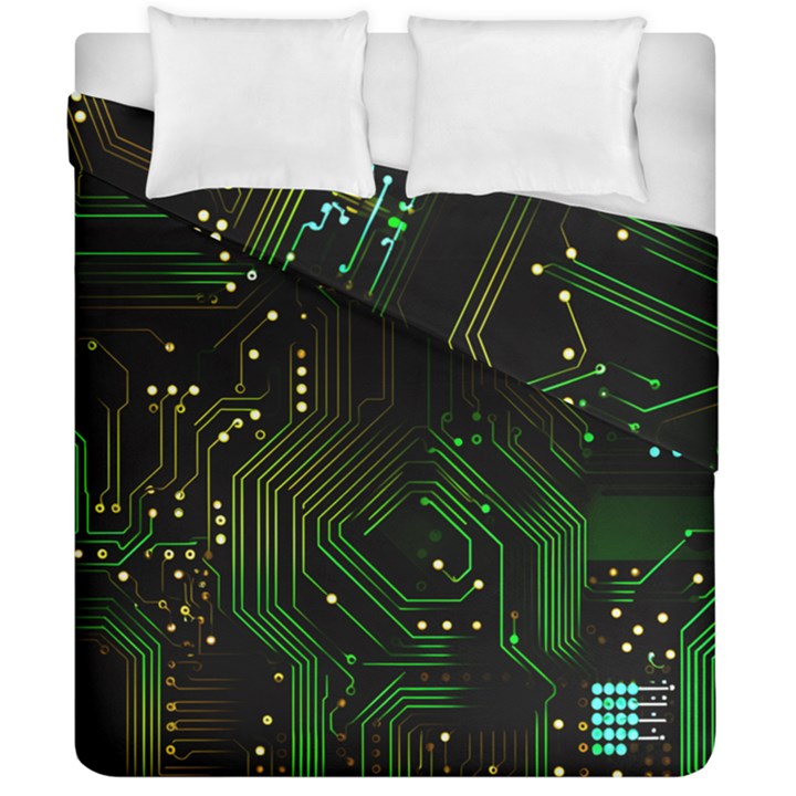 Circuits Circuit Board Green Technology Duvet Cover Double Side (California King Size)